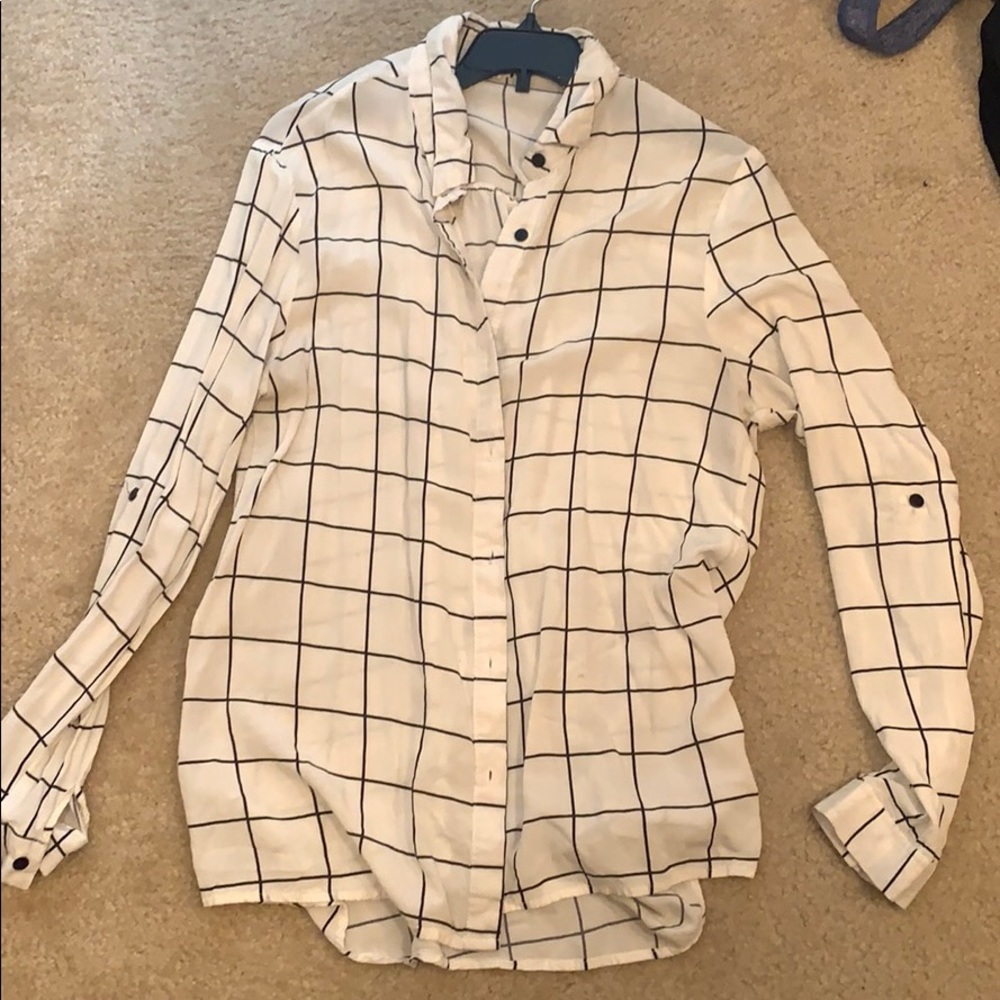 Button down plaid blouse